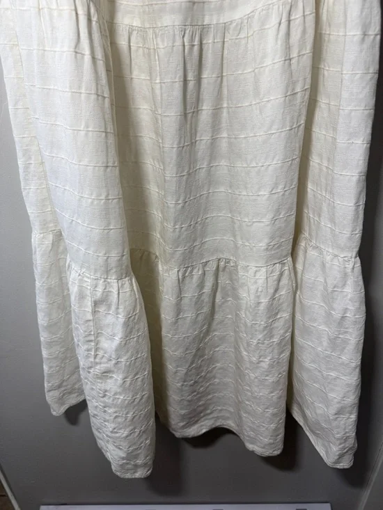 J McLaughlin Ophelia White Linen Cotton Blend Tiered Maxi Skirt Resort Wear LG - Picture 5 of 14